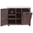 78.3" Outdoor Kitchen Island with Foldable Grill Table, Wooden Outdoor Grill Cart with Trash Can Storage & Stainless Steel Top, Outdoor Bar Cart, Pizza Oven Table for Lawn & Garden, Dark Brown-1024232770