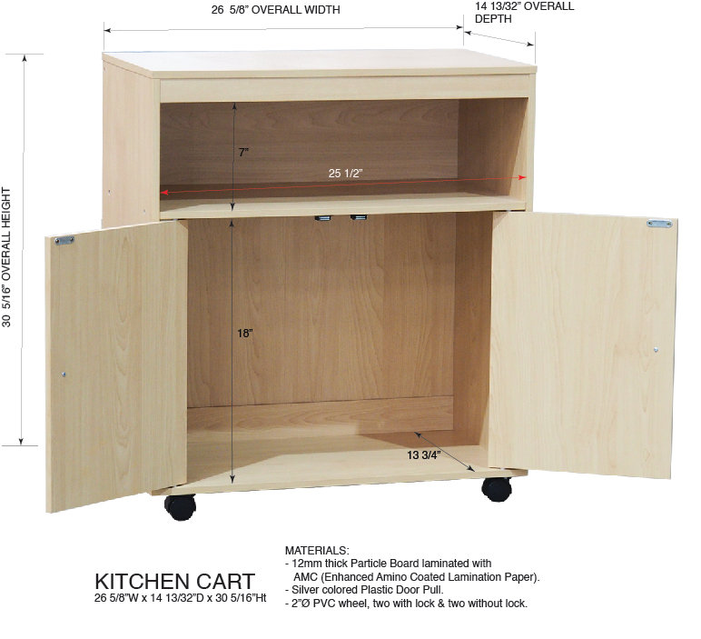 Arlinde 27" Microwave Kitchen Cart, 2-Door Accent Storage Cabinet, White