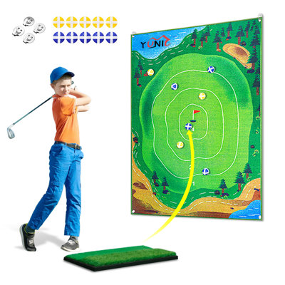 YUNIC Golf Chipping Game Set with Chip N' Stick Golf Balls, Portable Indoor Outdoor Backyard Lawn Game for Kids, Adults & Family