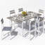Ensemble de table et chaises de salle à manger de style Mid-Century moderne pour 6, 7 pièces, table de salle à manger avec 6 chaises et table en MDF pour appartement, salle à manger, cuisine, fête de famille-1358507551-1358507550-1358507547