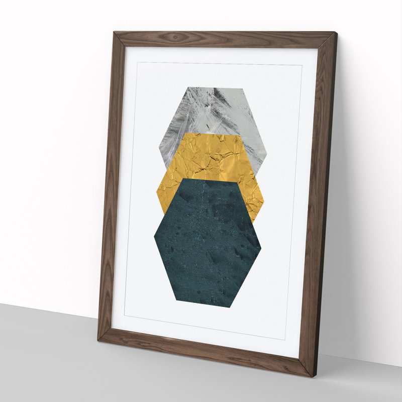 Textured Shapes No.3 - Picture Frame Graphic Art, Walnut Framed, 90cm H x 65cm W x 2cm D
