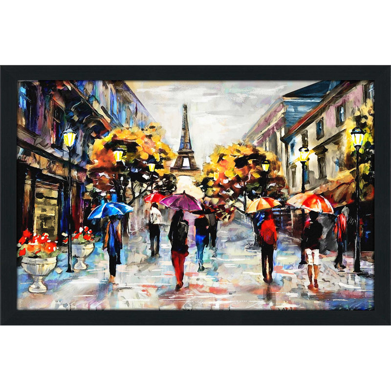 «Paris Streets», reproduction encadrée, H 21,5 po x l 27,5 po x P 0,75 po, Cadre espresso