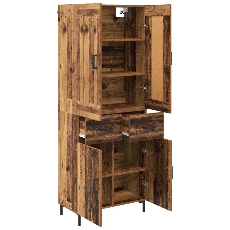  Highboard With Drawer 2 Pcs Artisan Oak Engineered Wood, Old Wood