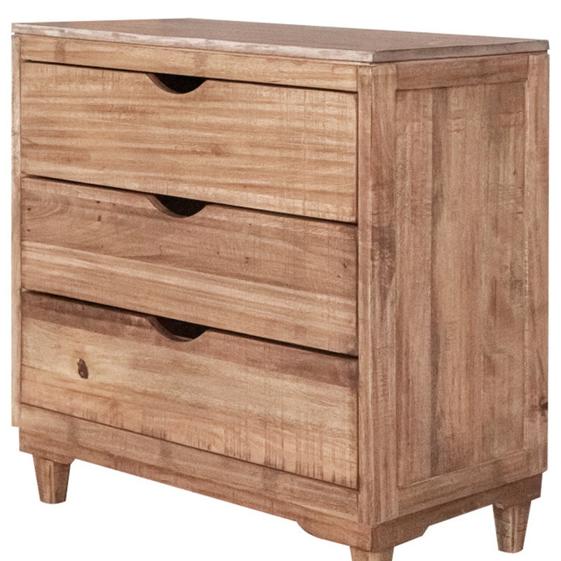  36" Natural Solid Wood Three Drawer Chest