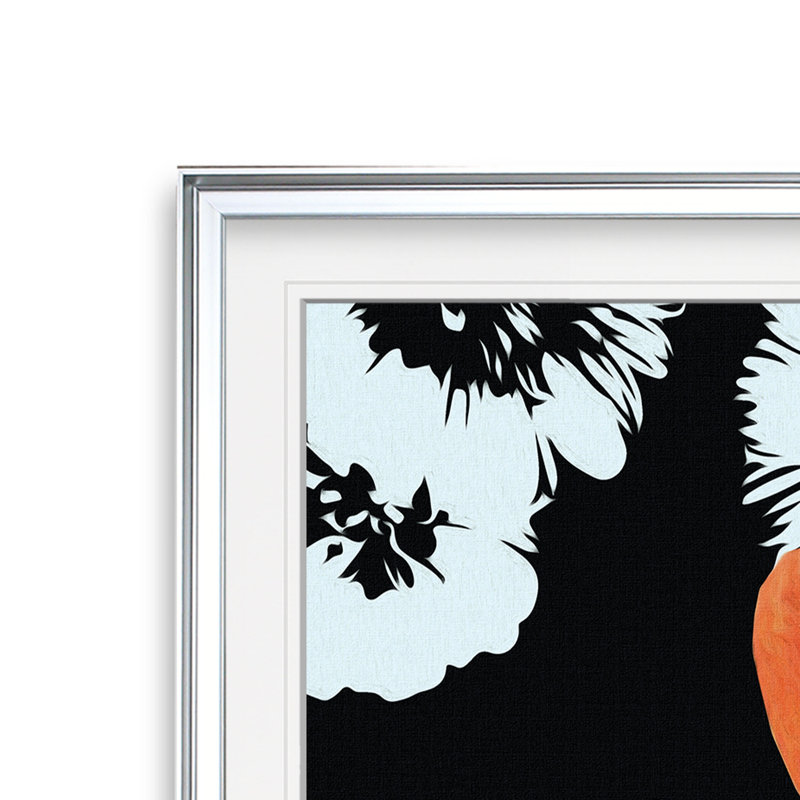«Black and Bloom II», reproduction de peinture à l'huile, H 23 po x l 23 po x P 1,5 po, Cadre argenté