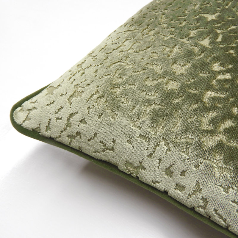 Animal Print Rectangular Lumbar Cushion, Olive