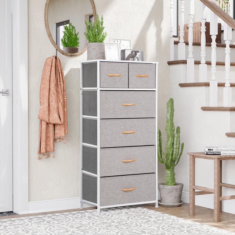 Commode 6 tiroirs Yarilis, Gris / noir