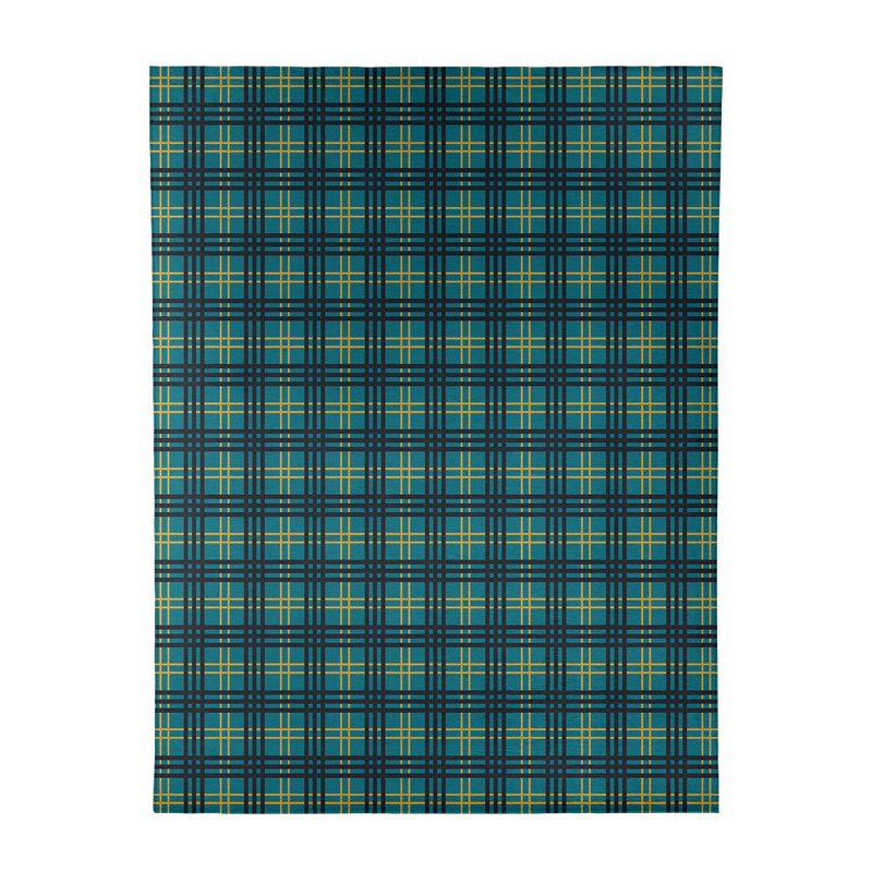 Tapis bleu sarcelle écossais, Rectangle 8 pi x 10 pi