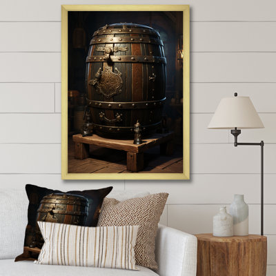 Brun élégant baril de vin - art mural vin