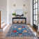 Indoor&Outdoor Washable Area Rug Blue Gorgeous flowers Vintage Low Pile Rug for Living Room Bedroom Wedding Banquet