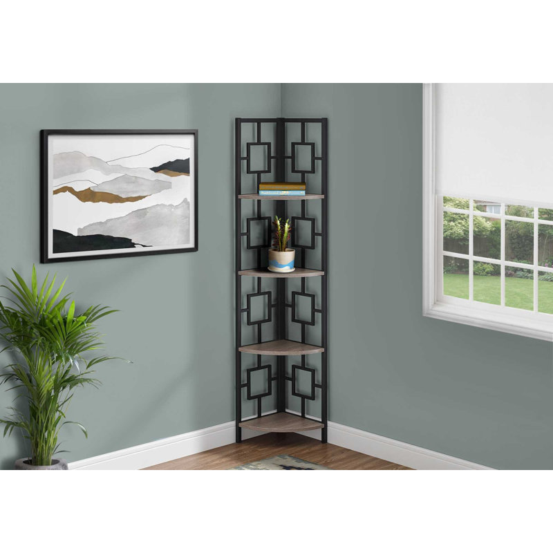 Bibliothèque de coin 62 "avec 4 tablettes, Taupe foncé