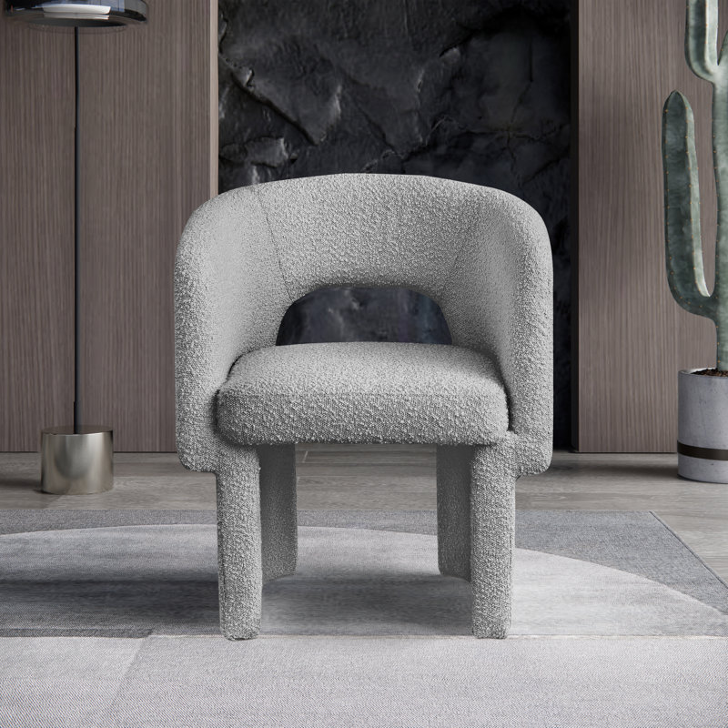 Chaise de salle à manger en tissu Emmet, Tissu gris bouclé