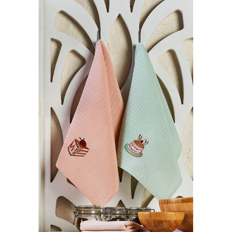 Premium Kitchen Towel Set (6 Pieces), 100% Cotton, 15.7 x 23.6 inches | Embroidered Design, Machine Washable at 86°F, Ironable | Soft, Absorbent, Perfect for Cooking & Dining | Durable & Stylish Home Essential