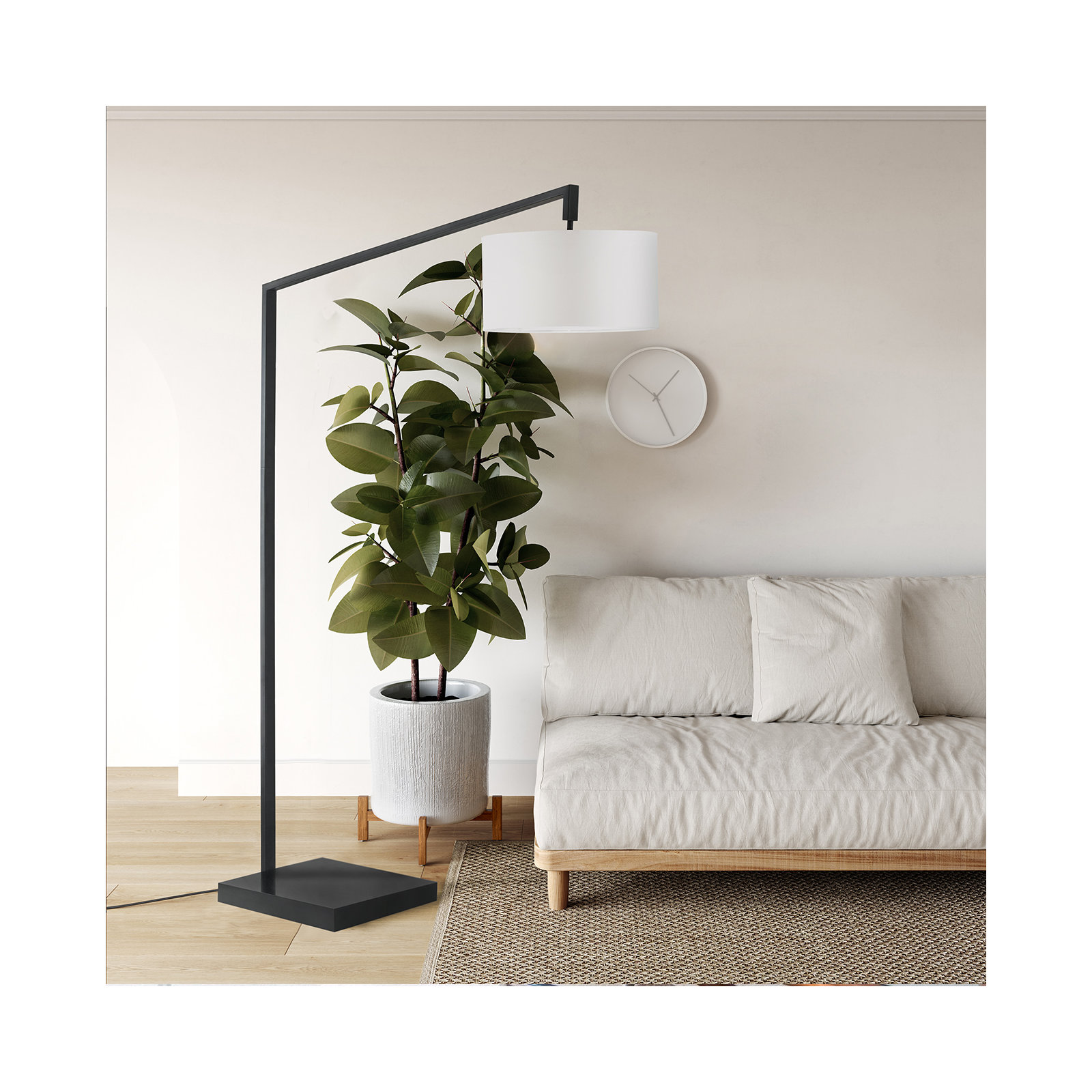 Stretch Chairside Arc Floor Lamp - 75" Height, Matted Black