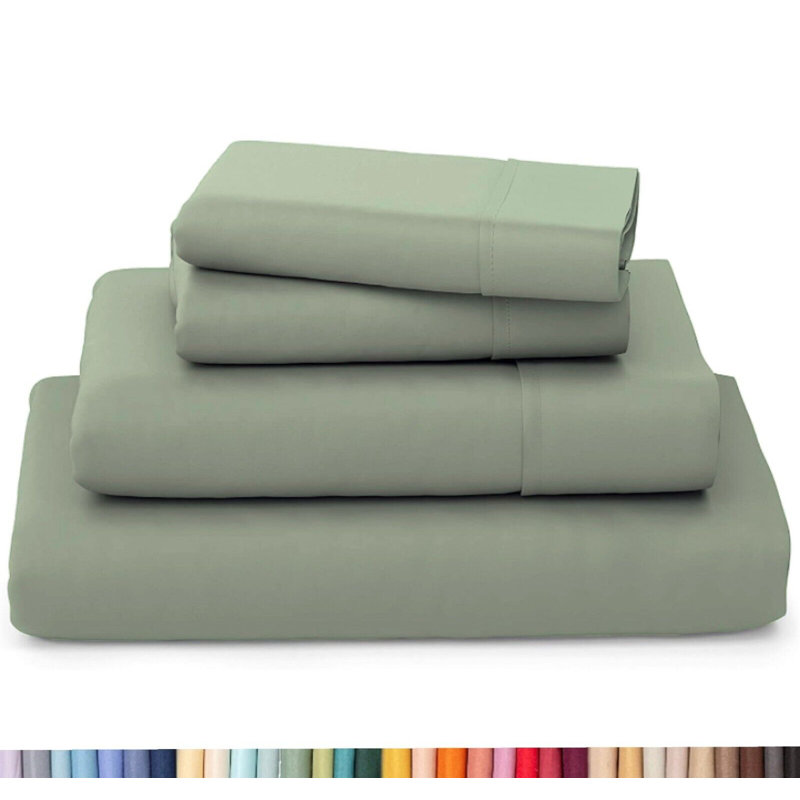 Ultra Soft Bamboo Sheet Set - 4 Pc Set - Wrinkle Resistant - Cooling Sheets with Deep Pockets, Light Olive