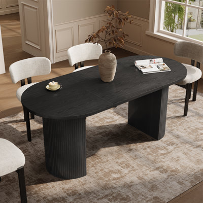 71" Oval Dining Table Kitchen Table With Tambour Double Pedestal Base