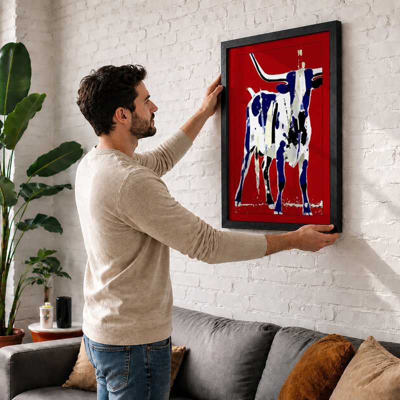 Bold Geometric Cow Modern - Print, A1 - 84.1 x 59.4 cm, Black