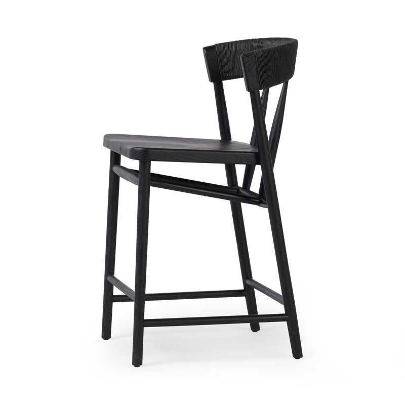 Tabouret Siofra, Noir, Tabouret de comptoir (siège d'une hauteur de 26 p