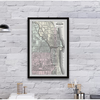 Carte de Chicago VI - impression encadrée