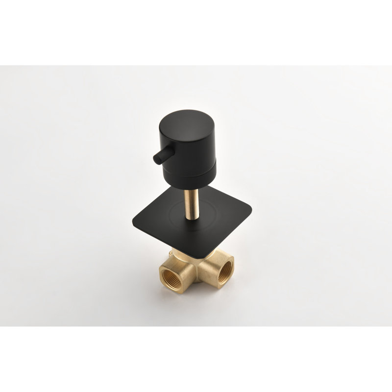 Valve 3/4 "à contrôle de volume - noir mat, laiton, douche à haut débit avec poignée réglable pour une température précise et de l'eau en laiton noir, réglage