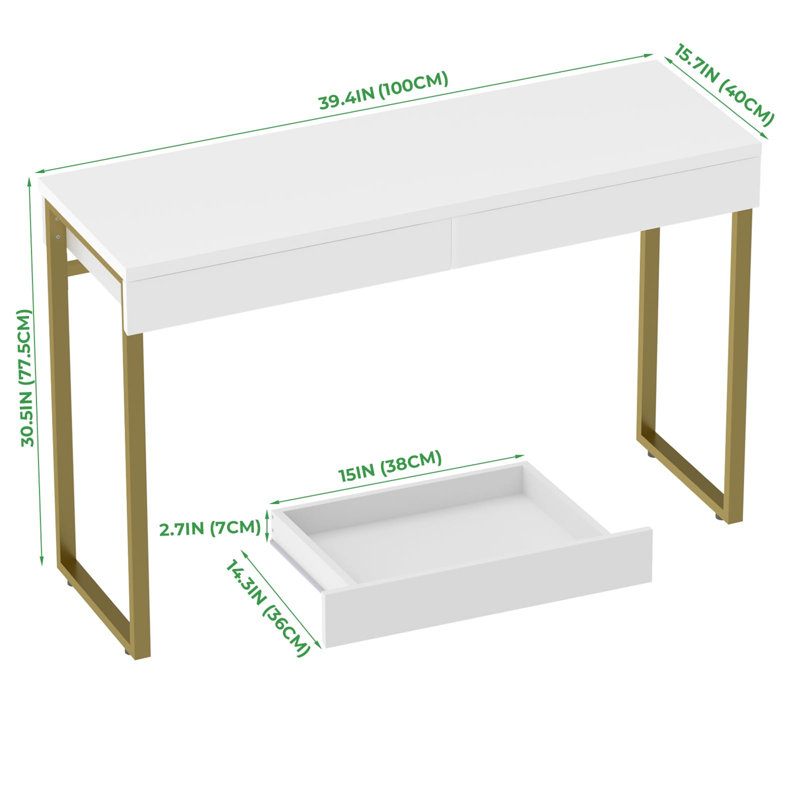 Carianna Dressing Table, Gold/White