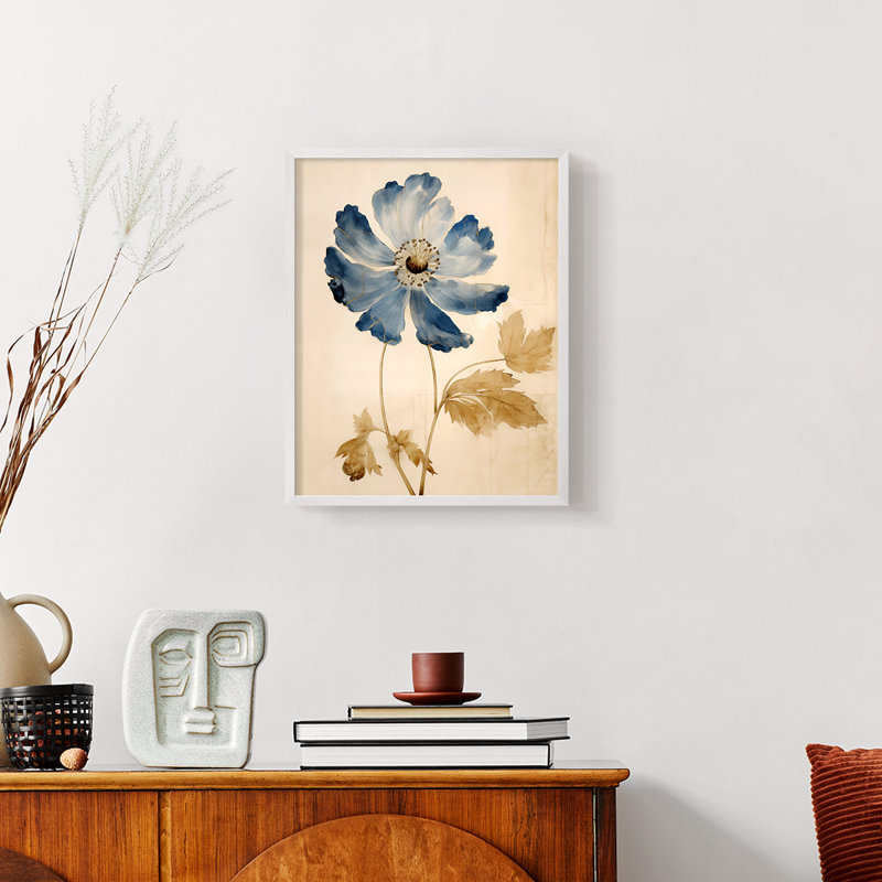 Série FLORAL LXI - reproduction encadrée de qualité supérieure - prête à être accrochée - aucun clou requis, Blanc / Blanc