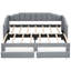 Lit de jour simple TG de taille très grand avec fonction extensible, deux tiroirs de rangement à DEL, structure en bois de pin revêtue de gris très grand, améliore l'utilité de la pièce-1071851159