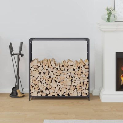 vidaXL Firewood Rack Anthracite 35.4x11.0x35.4" Cold-Rolled Steel