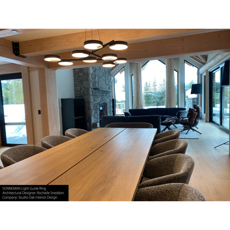 Light Guide Ring 48.25" 9-Light 3000K Dimmable Integrated LED Pendant, Satin Black/Apricot