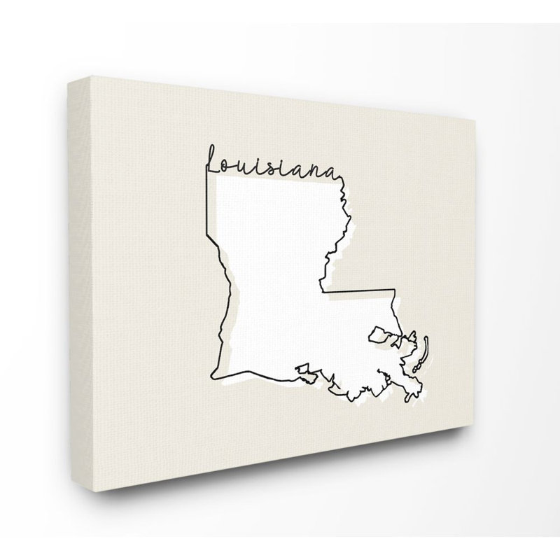 « louisiana home state map neutral design », impression sur toile, Toile, H 16 po x l 20 po x P 1,5 po