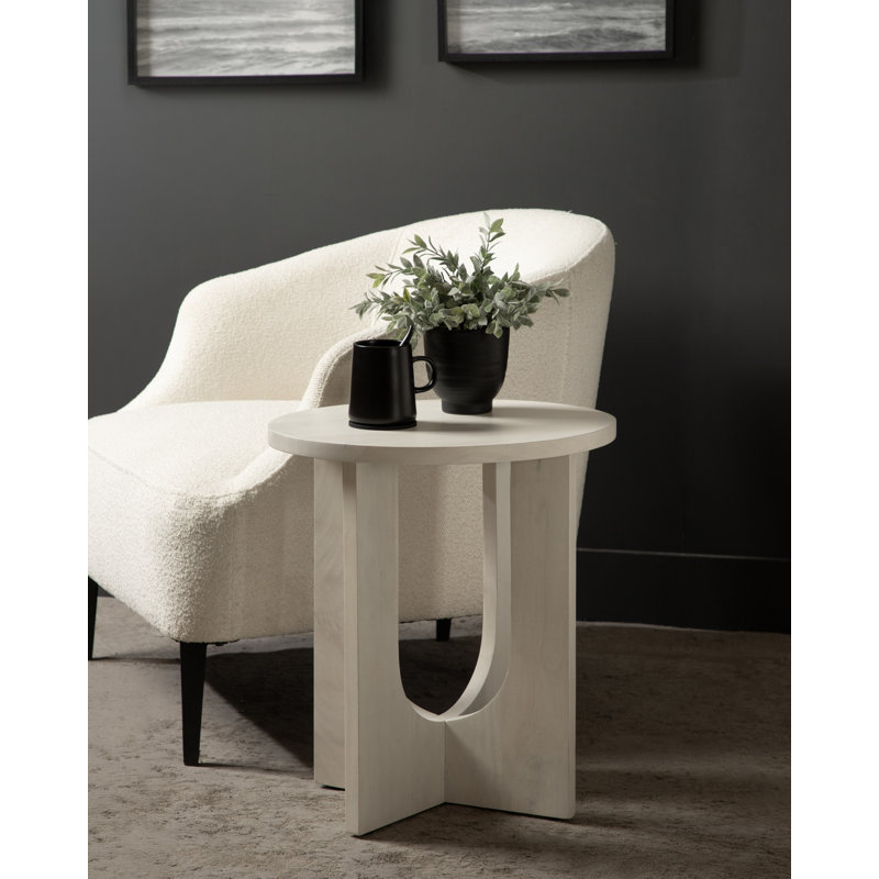 Wooden Oval Side Table, White