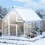 Serre en polycarbonate de 6 pi x 11 pi avec cadre en aluminium robuste avec porte verrouillable, évent de toit réglable et protection contre les rayons UV, pour le jardin ou le patio - Argent-124062844