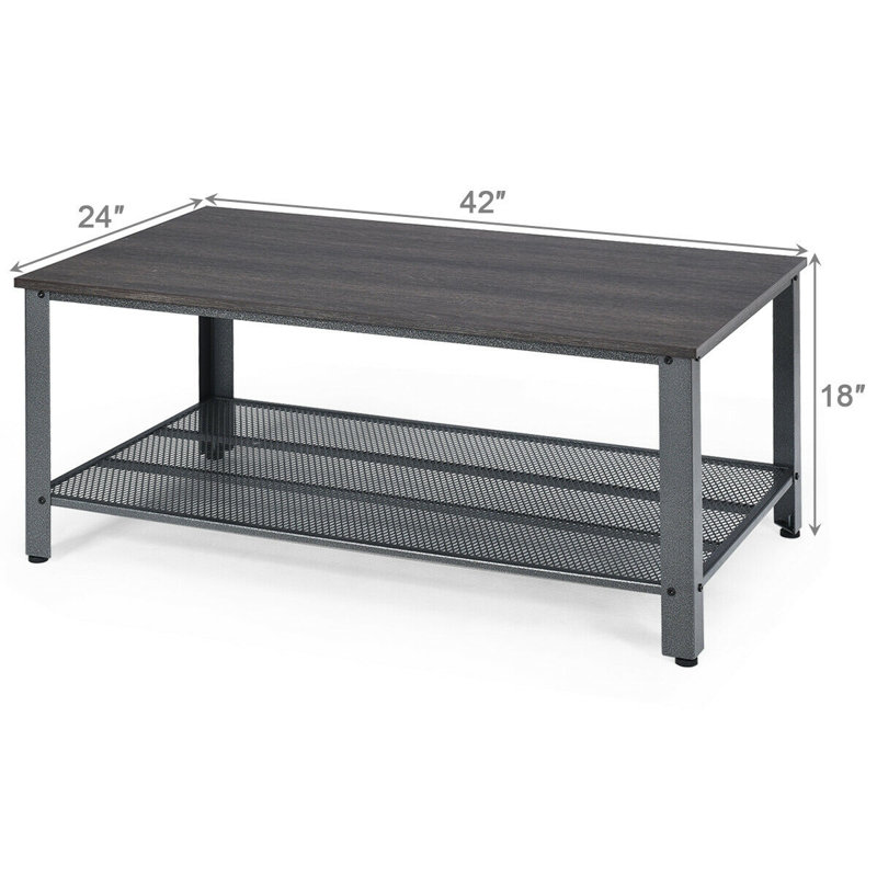 Table basse avec rangement Teddrick, Gris foncé, Gris