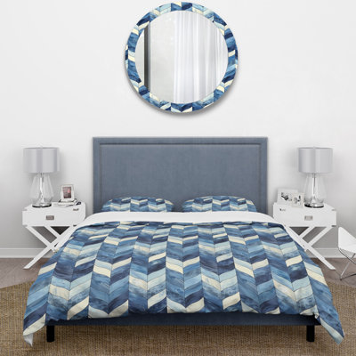 Ensemble de housse de couette à chevrons bleu marine Midcentury V