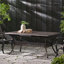Table de salle à manger pliante en bois d'acacia pour terrasse extérieure, plateau en bois d'acacia extensible de 64 à 82 pouces, structure en métal noir