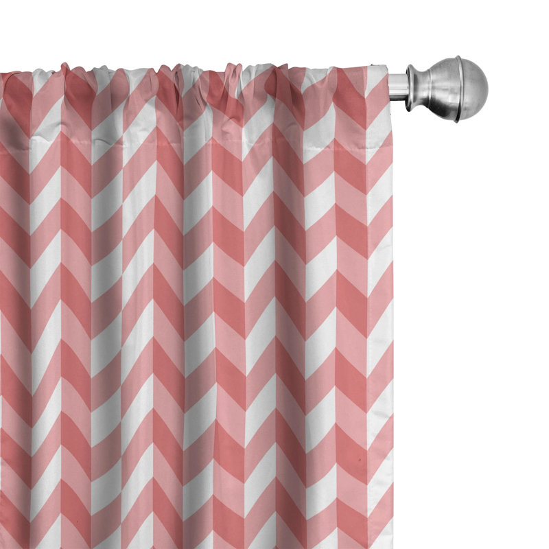 Zigzags Triangular Striped Semi-Sheer Rod Pocket Sliding Panel, 28" x 63"