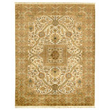 Hand Knotted Wool Area Rug in Cream And Gold