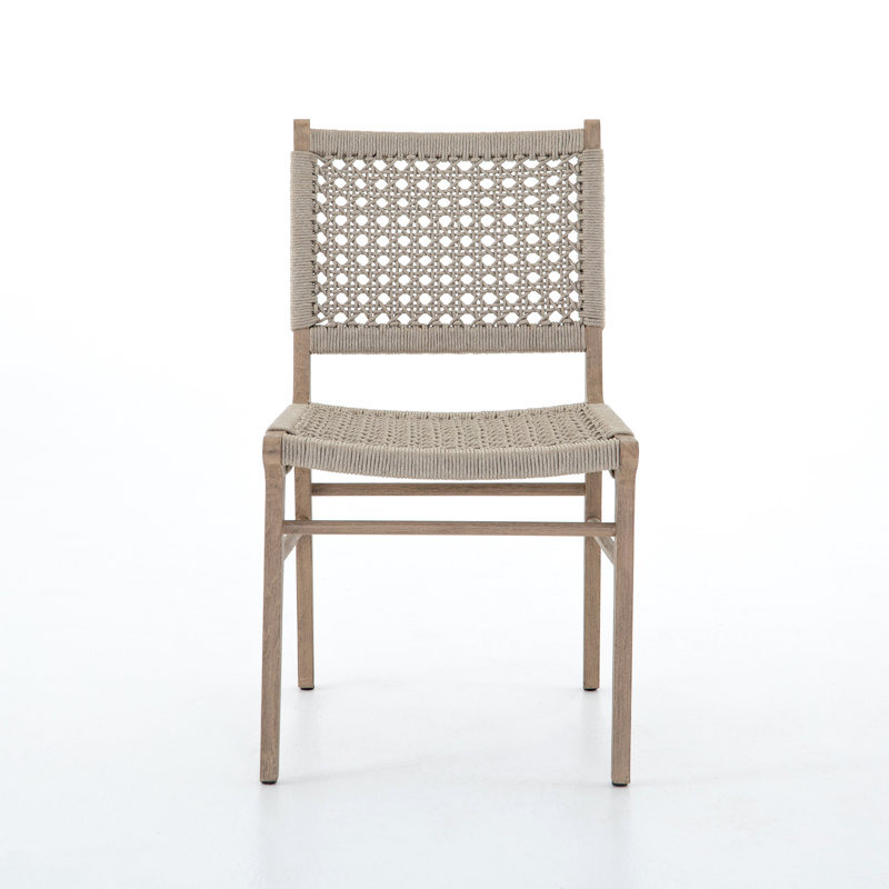 Umbria Outdoor Dining Side Chair, Washed Brown, Ivory Rope