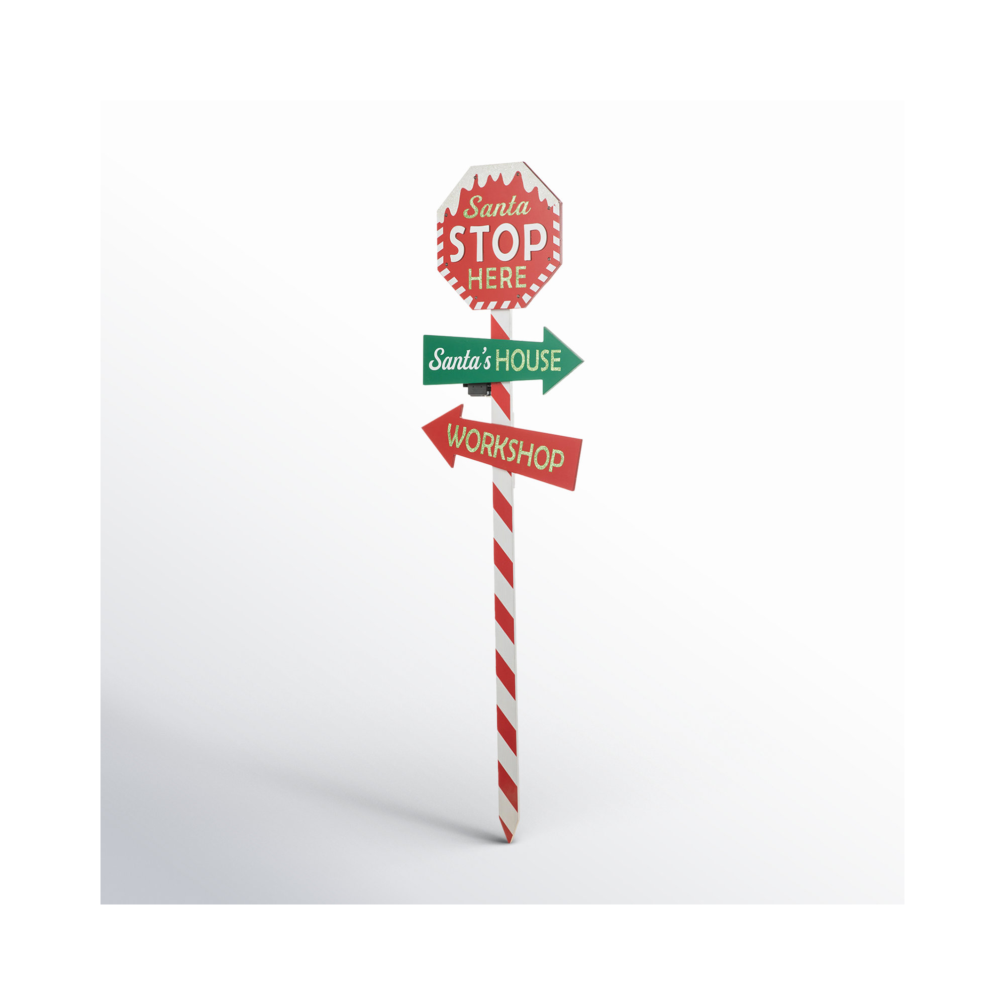 Kaajal Wooden Christmas Santa Stop Here Garden Stake