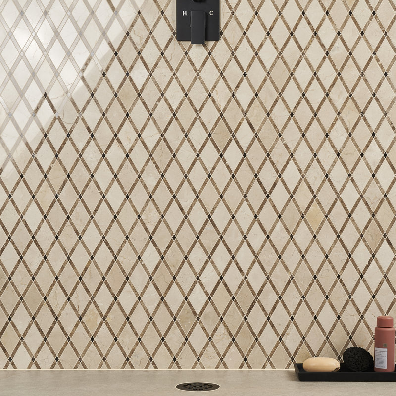 Carreau de mosaïque fantaisie Grand Marble, Crema Marfil clair