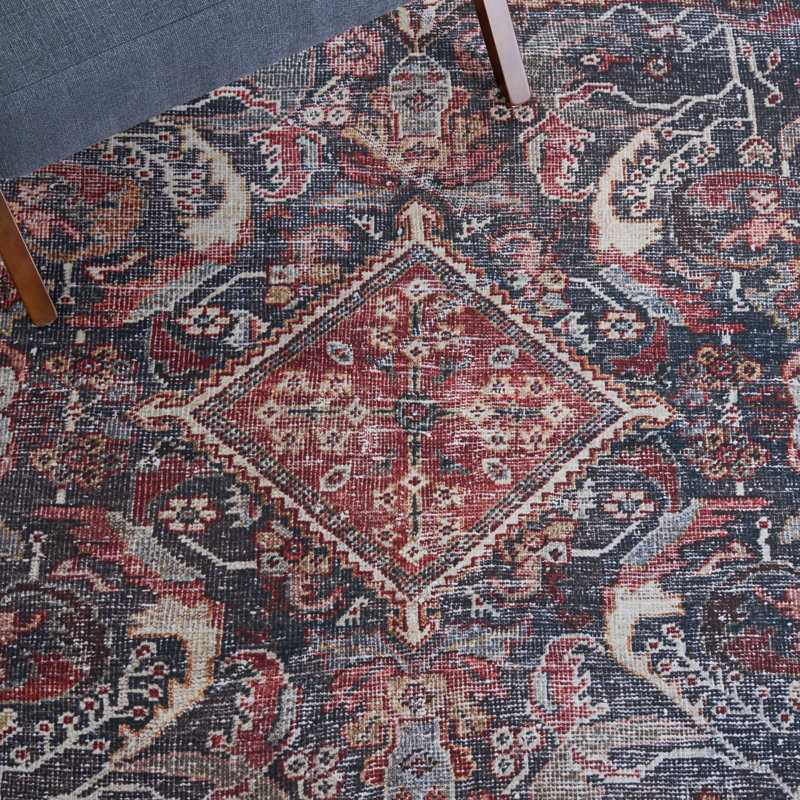 Adream Oriental Dark Green/Rust Area Rug, Rectangle 9' x 12'