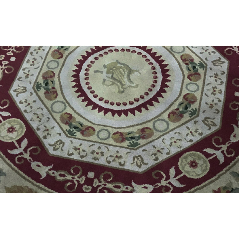 Hand-Knotted High-Quality Rose Round Area Rug