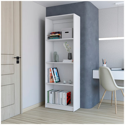 Bibliothèque, bureau, blanc