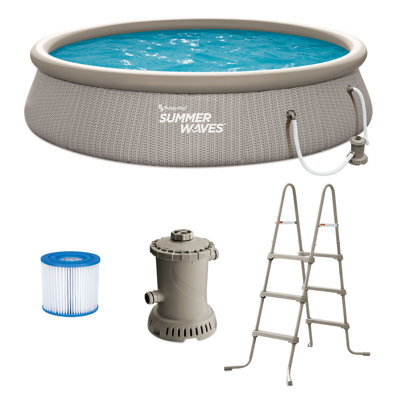 Summer Waves Round Inflatable Pool 36'' H x 168'' W x 168'' L , with Pump Included