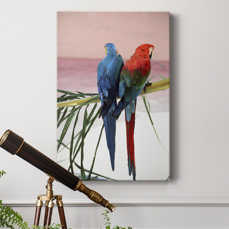 Palm perroquets - photographie sur toile tendue, H 12 po x l 8 po x P 1 po