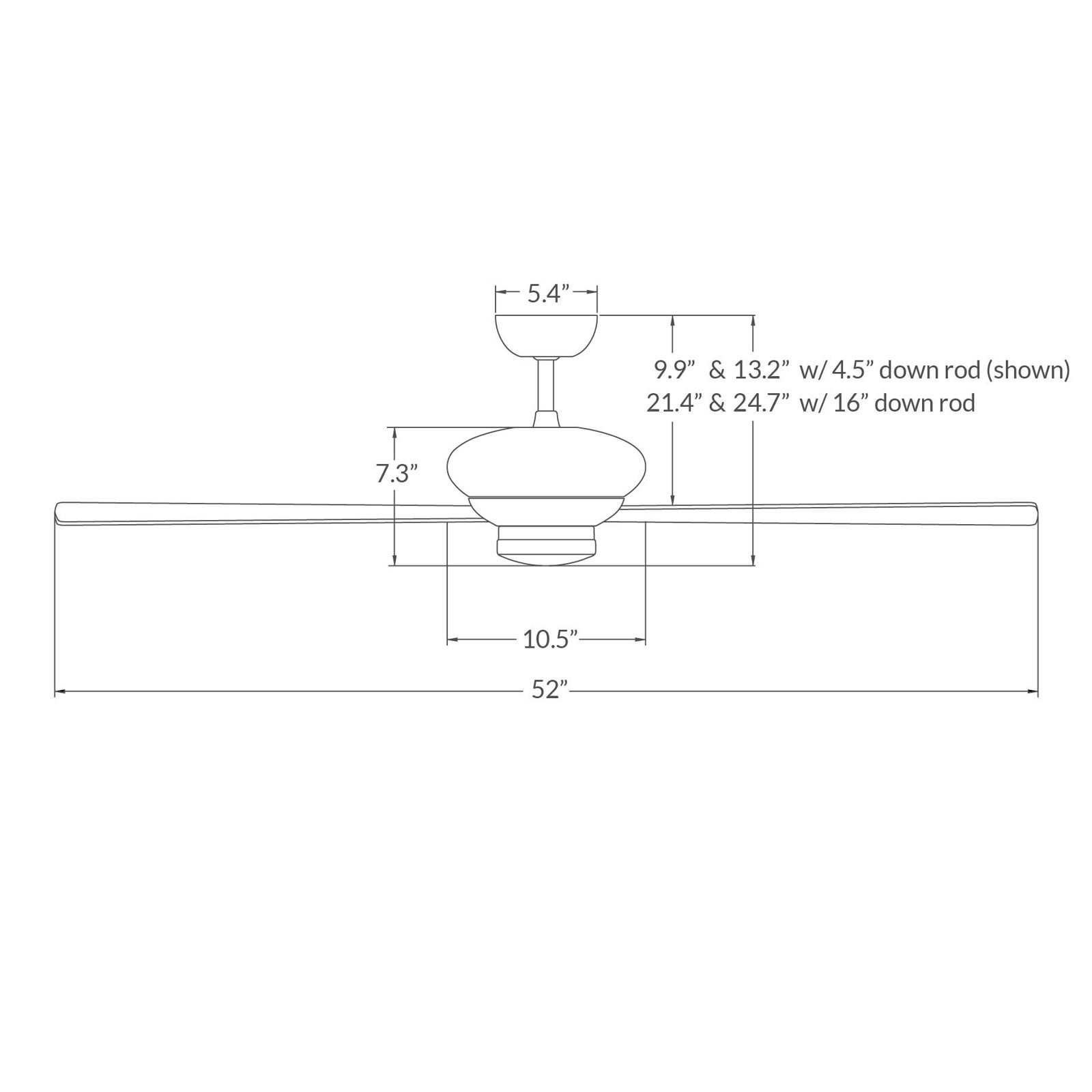 Altus 52'' 3 Blade Ceiling Fan with LED Light Kit, Gloss White, Fan Speed and Light Control (3-wire), Maple