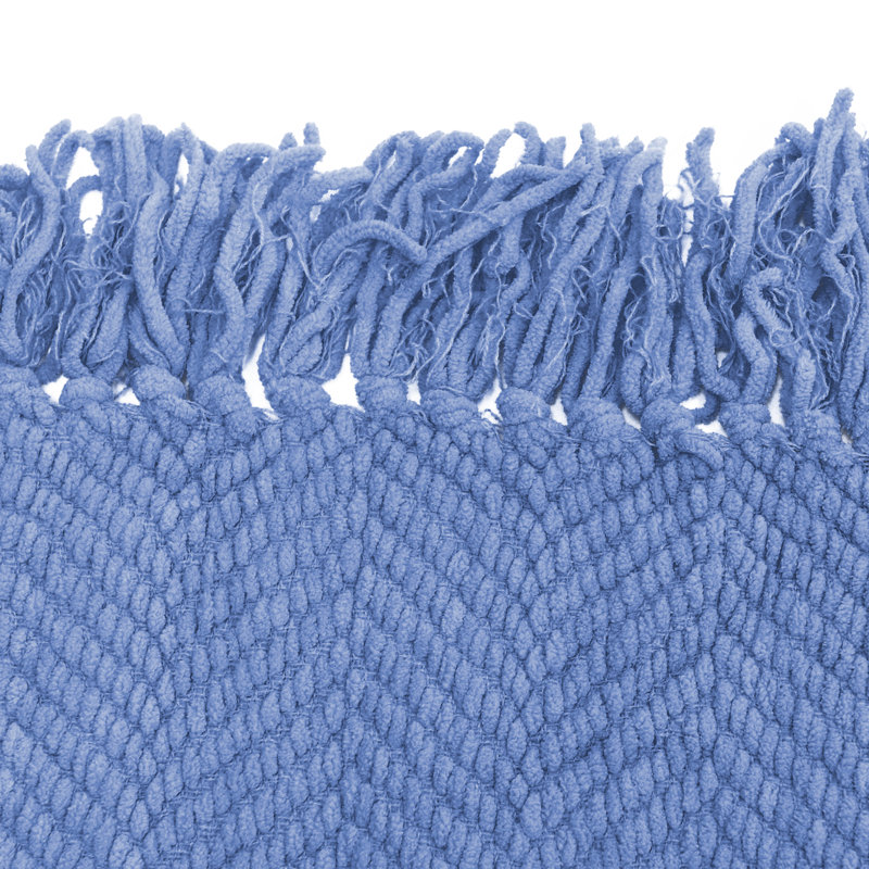 Jeté en tricot de tweed, Bleu, 50 po x 60 po