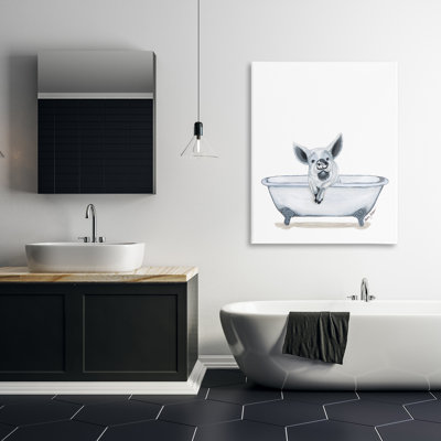 Pig in Tub Sketch Canvas Wall Art by Ashley Justice