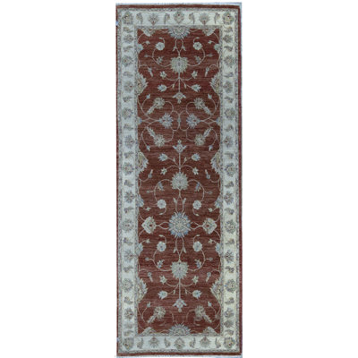 Cornwall Wool Oriental Area Rug in Brown/Ivory/Light Green