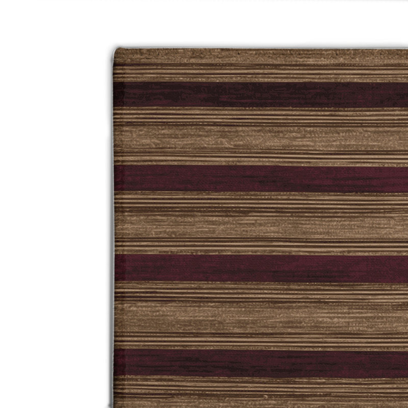 Tapis intérieur / extérieur brun HorizontalStripes, Rectangulaire 2 pi x 3 pi